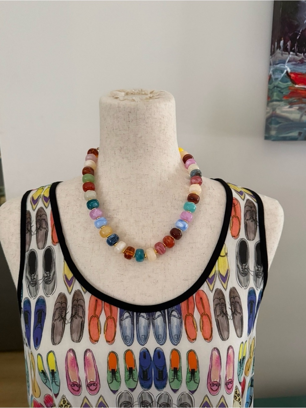 Multicolor Polished Bead Necklace - Bright Beaded Necklace for Women